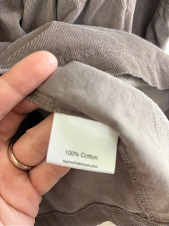 Hanna Andersson Corduroy Brown Long-Sleeve Cotton Dress with Pink Bow sz 9/10 - Picture 5 of 7